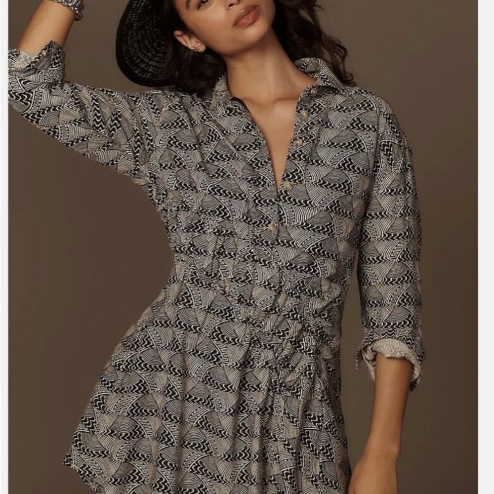 Anthropologie Long-Sleeve Collared Mini Dress
Size Small
